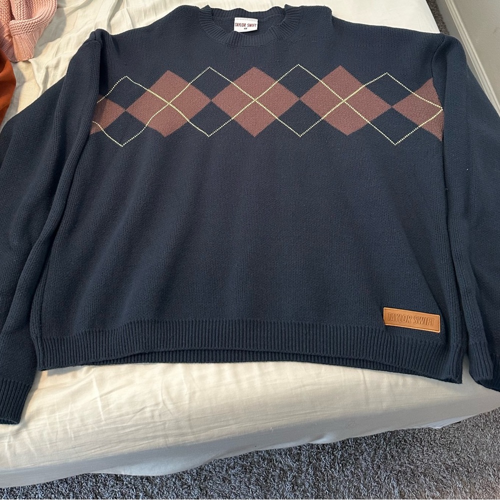 Taylor Swift All Too Well Navy Argyle Sweater